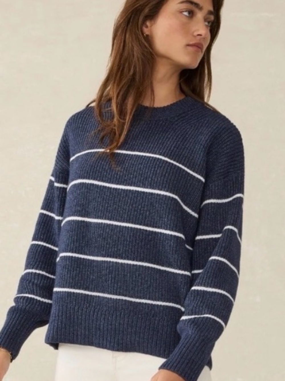 Faherty Sunwashed Fisherman Sweater in Watermill Stripe, like new, size XS